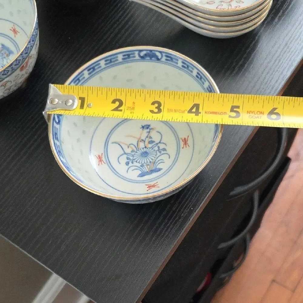 Vintage Set Of China Sushi Bowls and Spoons